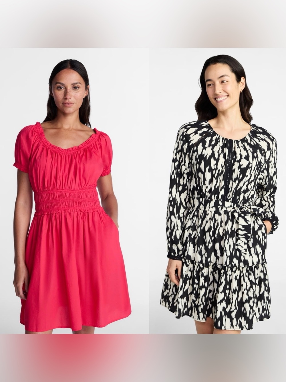 Women's Cotton Peasant Mini Dress & mini dress with log sleeves - size XS